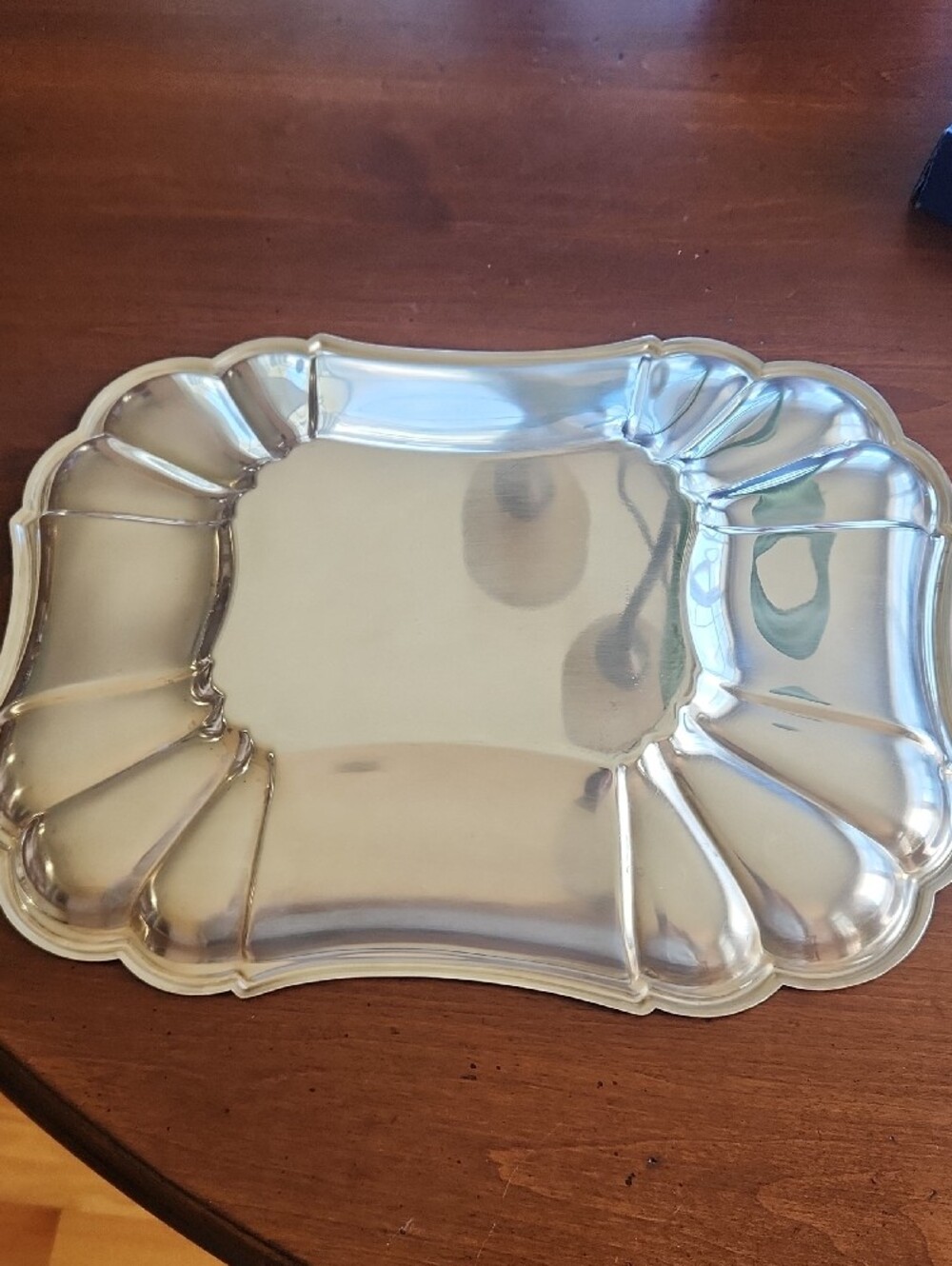 Gorham Polished Silver-Plated Scalloped Serving Tray - Picture 2 of 4
